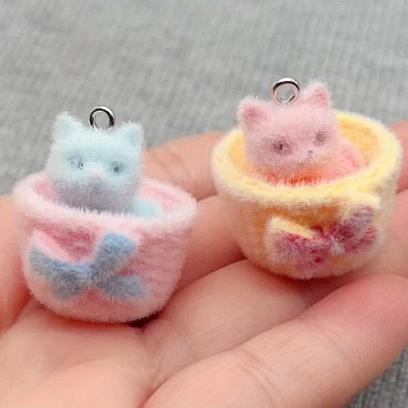 Resin Art Jewellery Kit - 4 adet 3D peluş reçine kedi