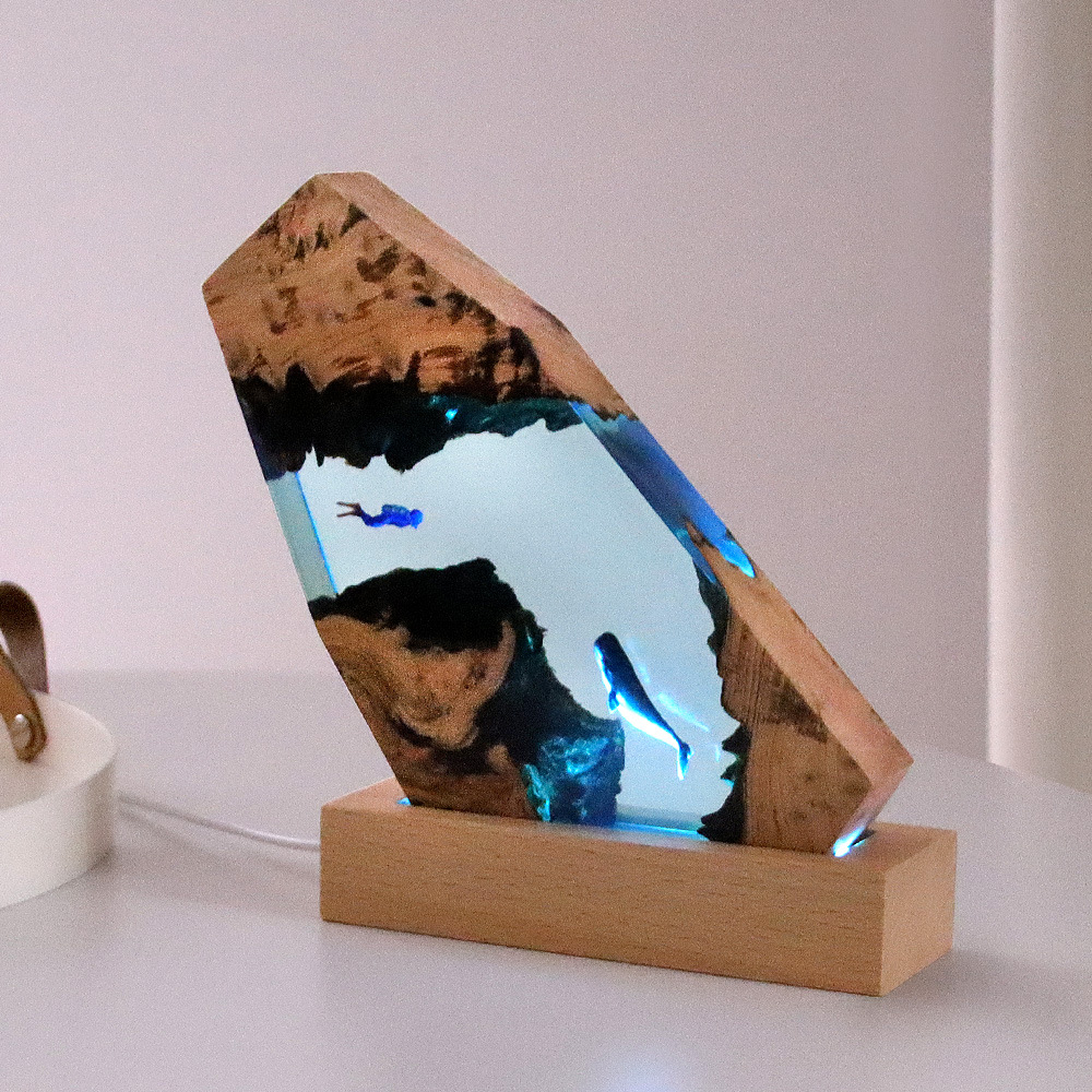 Resin Art Gift For Wedding - Yeni Sualtı Mağarası Balina Dalgıç Ev