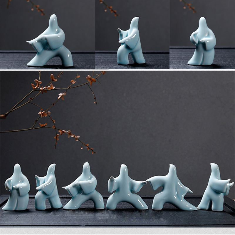 Resin Art Studio - Soyut sanat seramik Kungfu pozlar heykelcik