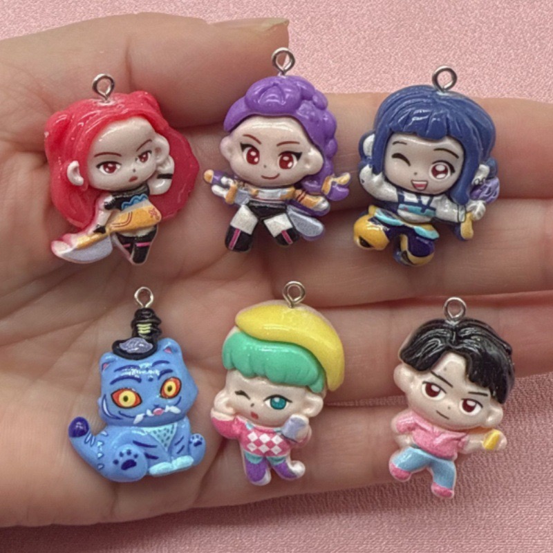 Resin Art Jewellery Kit - 10 adet reçine karikatür kolye ucu,