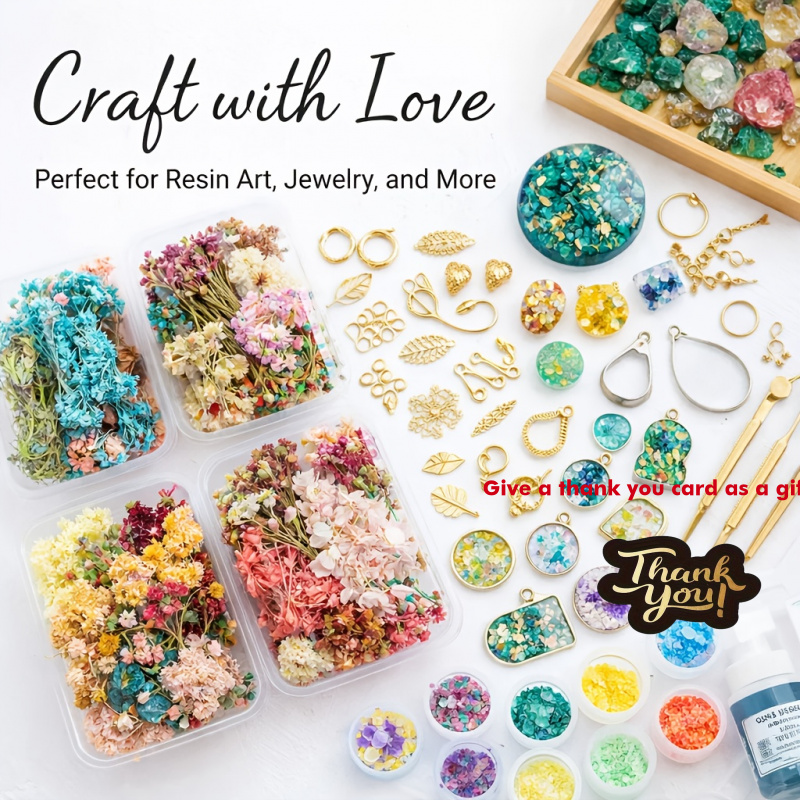 Resin Art Gift For Wedding - 10 Kutu Karışık Kurutulmuş Çiçek Buketi