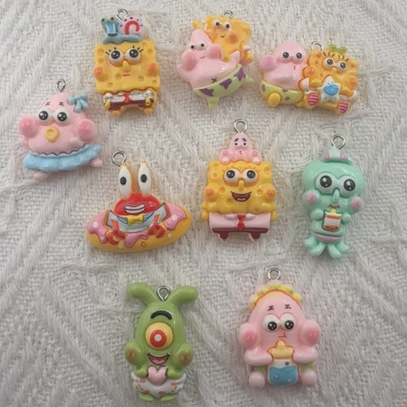 Resin Art Jewellery Kit - 10 adet karikatür reçine kolye ucu,