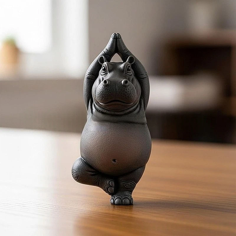 Resin Art Decoration Items - Karikatür Soyut Su Aygırı Reçine Süs