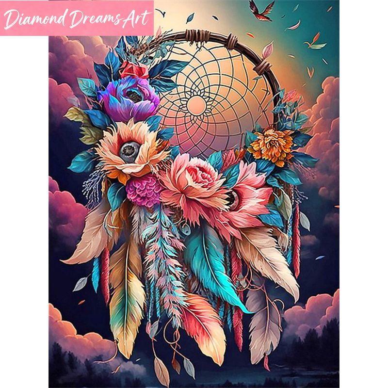 Resin Art Of Rose - Çerçevesiz, Elmas Boyama Dream Catcher Kelebek
