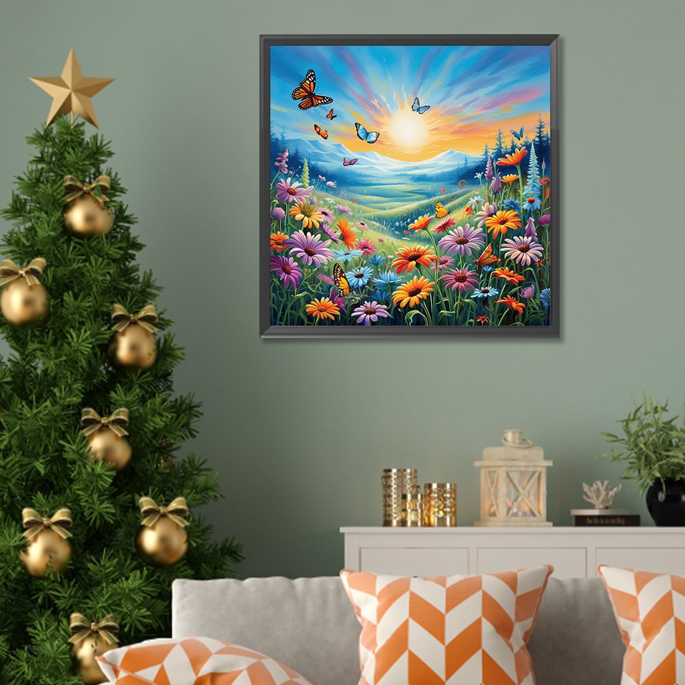 Resin Art Painting - Elmas Boyama Ailesi Sevimli Geyik Çiçek