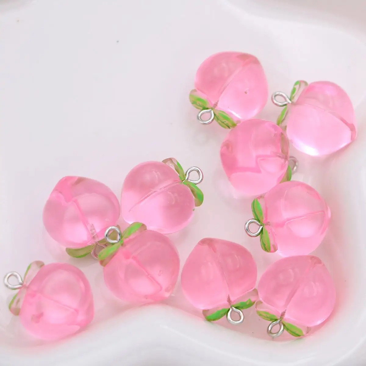 Resin Art Bracelet - 10 Adet Mini 3D Pembe Şeftali