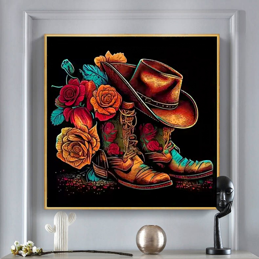 Kovboy Şapkası Çizmeler Elmas  - Resin Art Of Rose incelemesi ve fiyatı