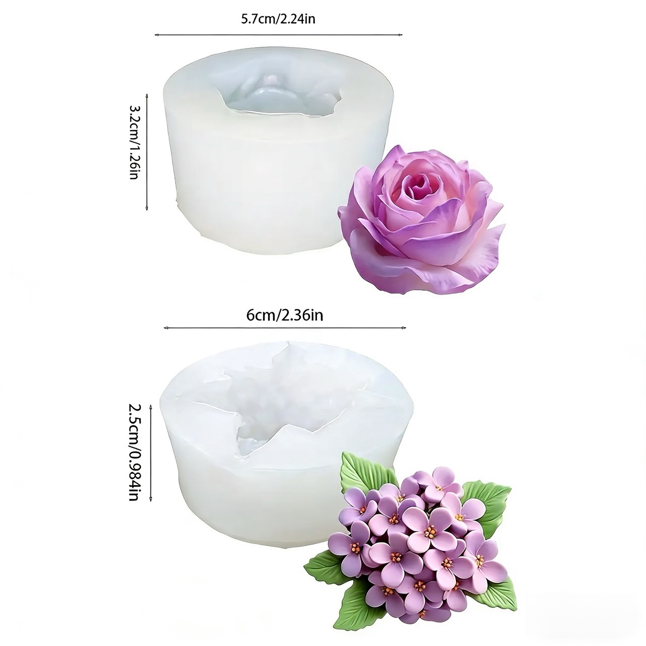 2 Adet 3D Gül Leylak Çiçeği Si - Resin Art Of Rose incelemesi ve fiyatı
